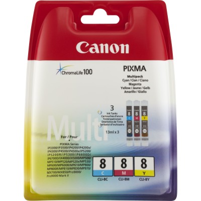 Canon 0621B029 Pack CLI 8 C/Y/M Bulk