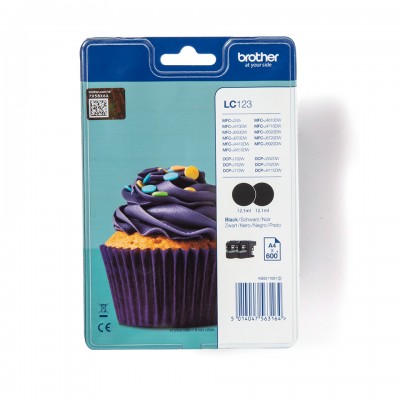 Brother LC123BKBP2 Ink Jet BK Pack Bulk
