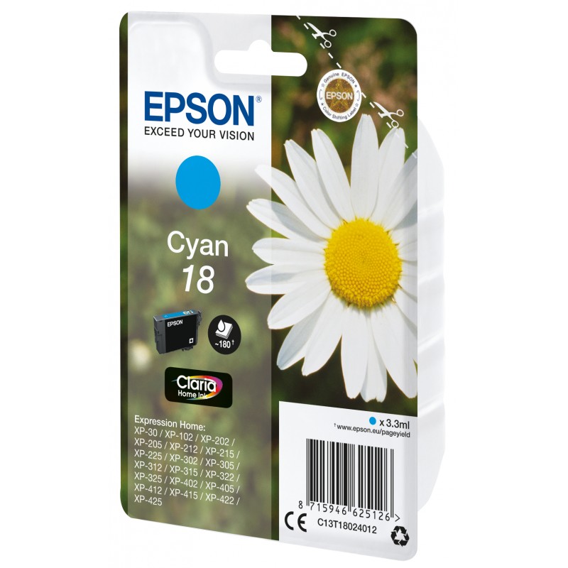 Epson C13T18024012 PAQUERETTE Cyan Blist