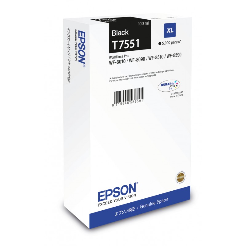 Epson C13T755140 Encre BK XL 5 K