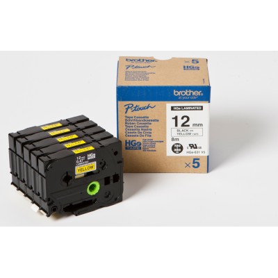Brother HGe631V5 Pack 5 ruban noir/jaune
