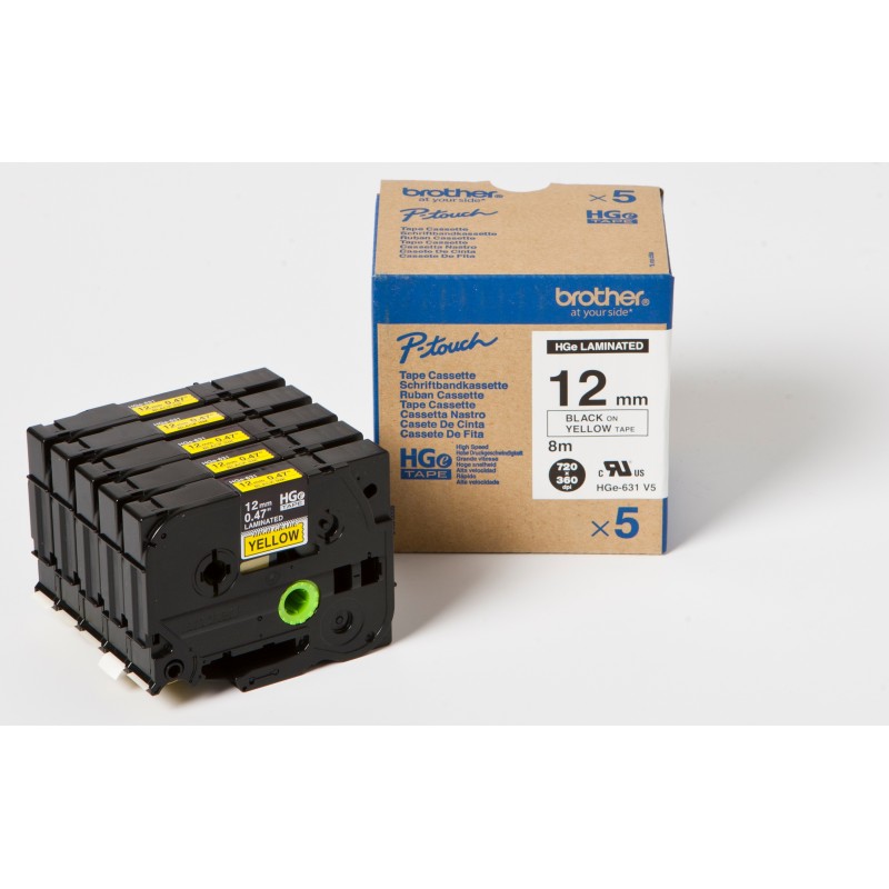 Brother HGe631V5 Pack 5 ruban noir/jaune