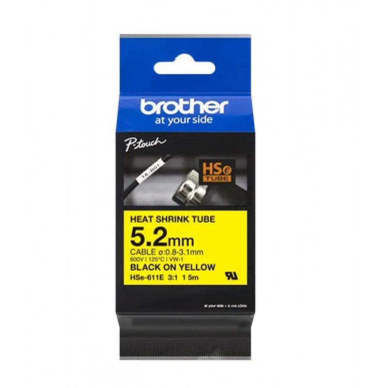 Brother HSE611E Ruban retrac Noir/Jaune