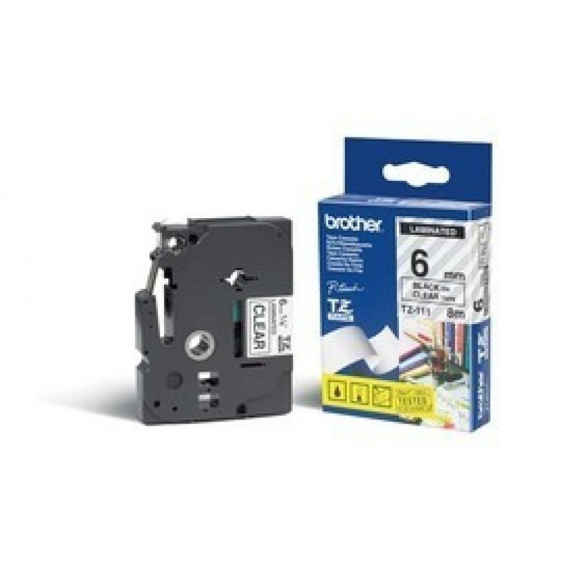 Brother TZE111 Ruban 6mm Noir / Transp.