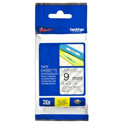 Brother TZE121 Ruban 9mm Noir / Transp.