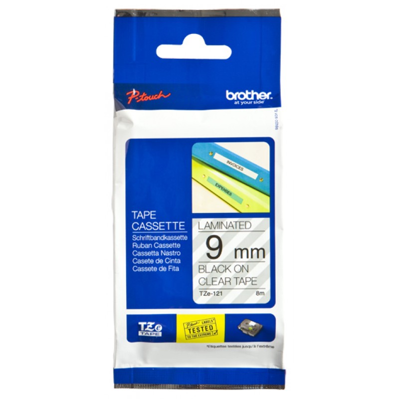 Brother TZE121 Ruban 9mm Noir / Transp.