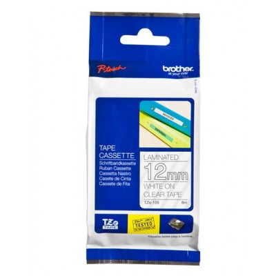 Brother TZE135 Ruban 12mm blanc /Transp.
