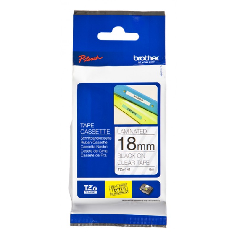 Brother TZE141 Ruban noir sur Trans 18mm