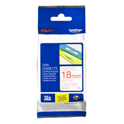 Brother TZE242 Ruban 18 mm Red / Blanc
