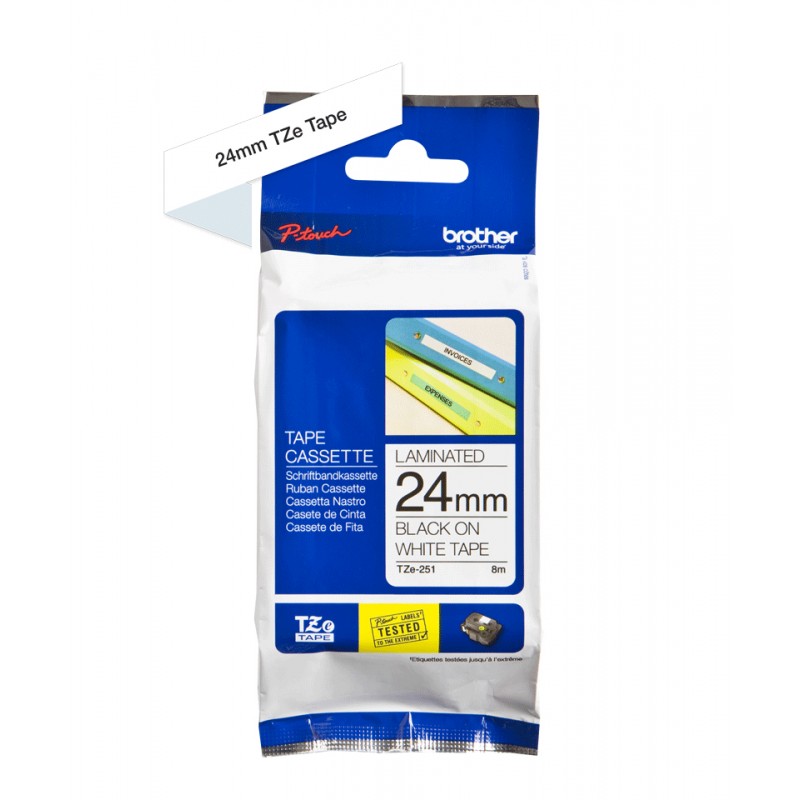 Brother TZE251 Ruban 24mm Noir / Blanc