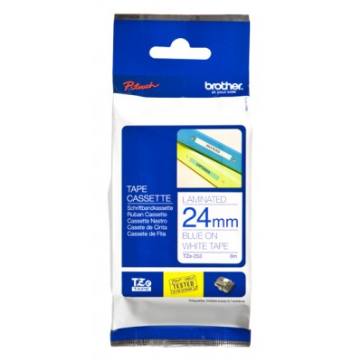 Brother TZE253 Ruban 24 mm Bleu / Blanc