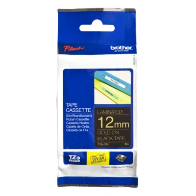 Brother TZE334 Ruban 12 mm Or / Noir