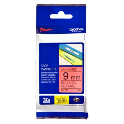 Brother TZE421 Ruban 9mm Noir/Rouge 8M