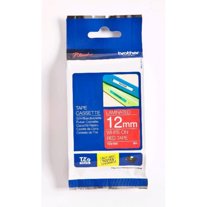 Brother TZE435 Ruban 12 mm Blanc / Rouge