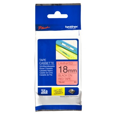 Brother TZE441 Ruban noir sur Red 18 mm