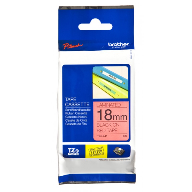 Brother TZE441 Ruban noir sur Red 18 mm