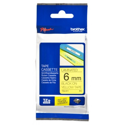 Brother TZE611 Ruban 6mm Noir / Jaune