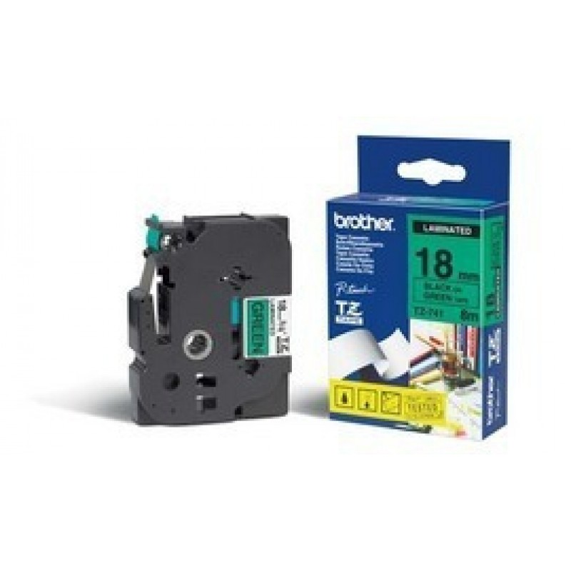 Brother TZE741 Ruban 18 mm Noir / Green