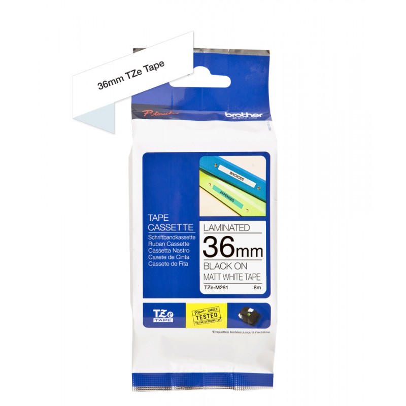 Brother ruban TZEM261 36mm Noir/Blanc Ar