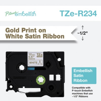 Brother TZER234 Ruban Or / Blanc 12mm