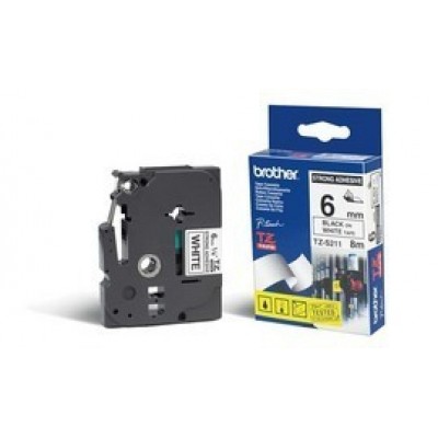 Brother TZES211 Ruban 6mm Noir / Blanc