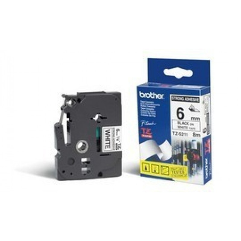 Brother TZES211 Ruban 6mm Noir / Blanc