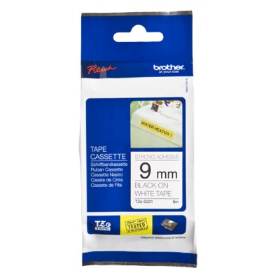 Brother TZES221 Ruban 9 mm Noir / Blanc